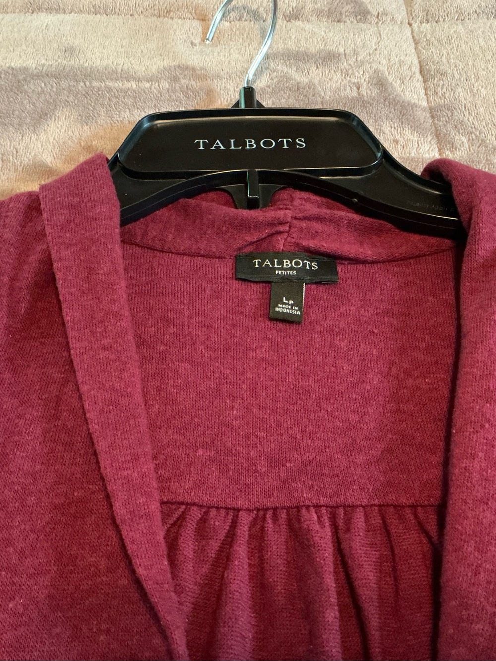 Talbots Open-Front Cardigan Sweater - Wine/Deep Burgundy - Picture 5 of 7